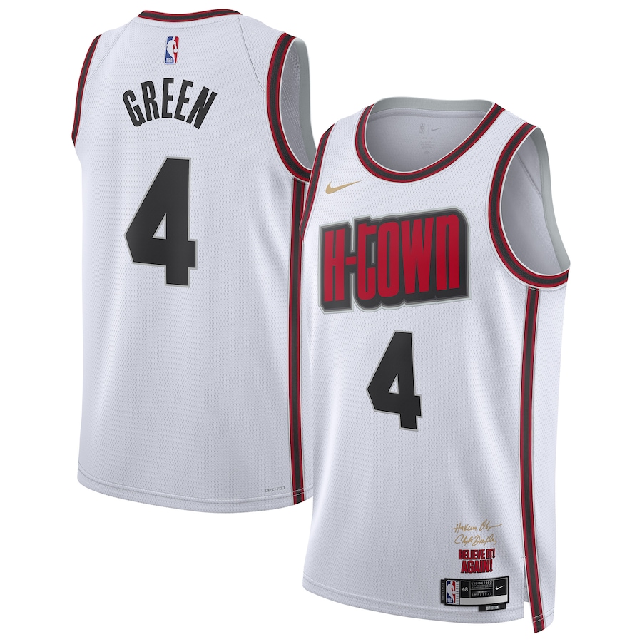 Men Houston Rockets #4 Jalen Green Nike White City Edition 2024-25 Swingman Player NBA Jersey->houston rockets->NBA Jersey